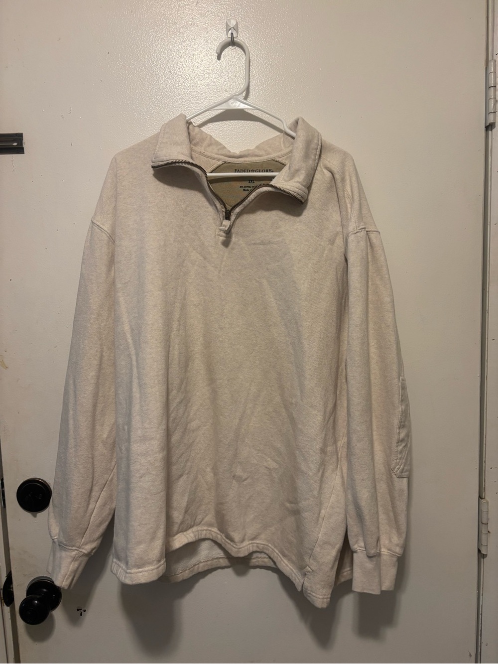 Faded Glory Cream Quarter-Zip Lightweight Shirt Jacket